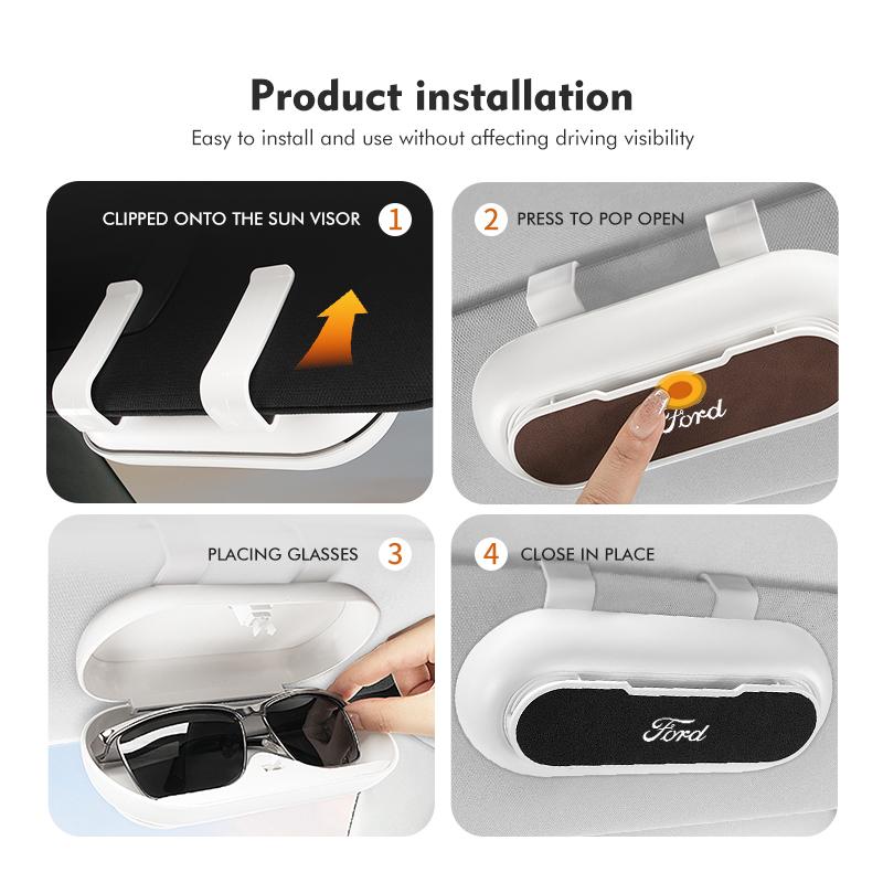 For Ford ABS Suede Car Mounted Glasses Case Anti Drop Vehicle Sunglasses Holder Focus mk2 mk3 mk4 Fiesta Ranger Mondeo S-MAX