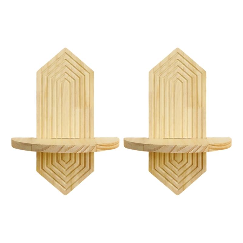 Natural Solid Wood Single Layer Bohemians Wall Shelf For Flower Pots And Home Ornaments Easy Installation
