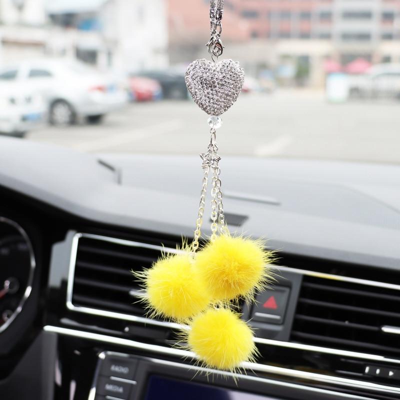 Cheap Bling Diamond Car Ornament,Car Rearview Mirror Crystal Heart