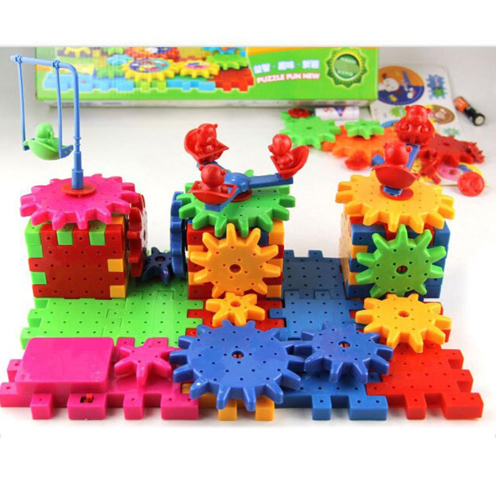 Children Electric Gears 3D Puzzle Building Kits Plastic Bricks Educational Toys