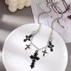 Cool Cross Pendant Necklace for Women Men Metal Punk Choker Necklaces Chain Hip Hop Jewelry Gifts