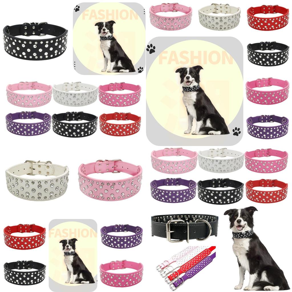 Expandable Pet Collar Chain With Gorgeous Rhinestone Design Various Colors Available