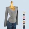 Six Wool Soft Glutinous Comfortable ~ Silm Slimming Knitted Spring and Autumn U Collar Stylish Bottoming Shirt Long Sleeves Tops Women