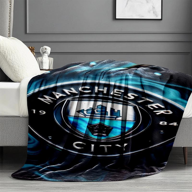 Manchester City FC Print Blanket - Soft & Comfortable, for Bedroom, Travel, Sofa, Home Decoration - Birthday Christmas Gift for Friend