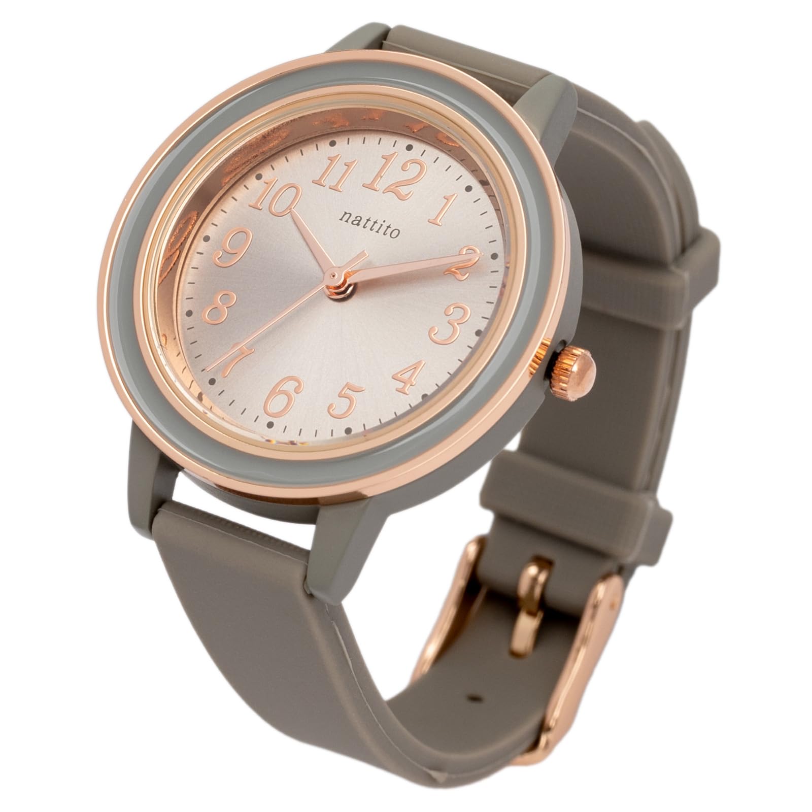 

Fieldwork Analog Watch with Silicone Strap and Inner Pink Gille Women s Ring, Gold, Gray, JN038-3 серый