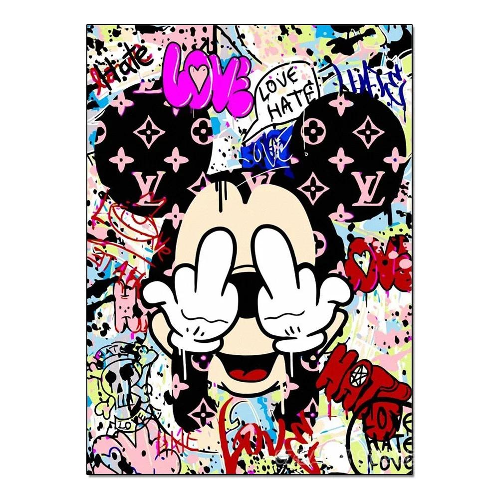 5D DIY Color Mickey Diamond Painting Kit Tidal Graffiti Cross Stitch Handmade Diamond Mosaic Embroidery Art Gift