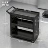 Tool Cart with Lockable Wheels, Rolling Workshop Cart with 3-Tier Trays, Drawer, Pegboards, Black