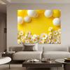 Lebendiger Gelber Gänseblümchen- und Luftballon-Hintergrund, Florale Szene, Fotografie-Hintergrundtuch