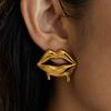 Design Sense Sweet Romantic Wind 18K Gold, Liquid Melted Lips Earrings Versatile Jewelry
