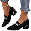 Pointed Toe Crystal Women Loafers Shoes Chunky Suede Mid Heels Casual Shoes Autumn New Brand Walking 2024 Cozy Zapatos Mujer