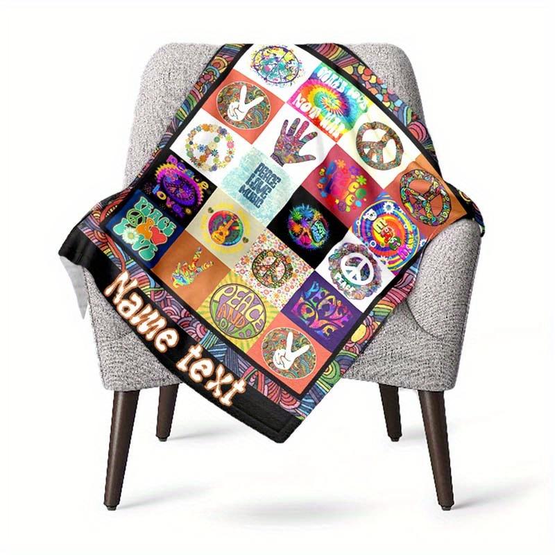 Peaceloving Customized Your Name Blanket Warm Comfortable Soft Blanket For Chair Office Sofa Bed Sofa Office Camping Suitable For Gifting Relatives