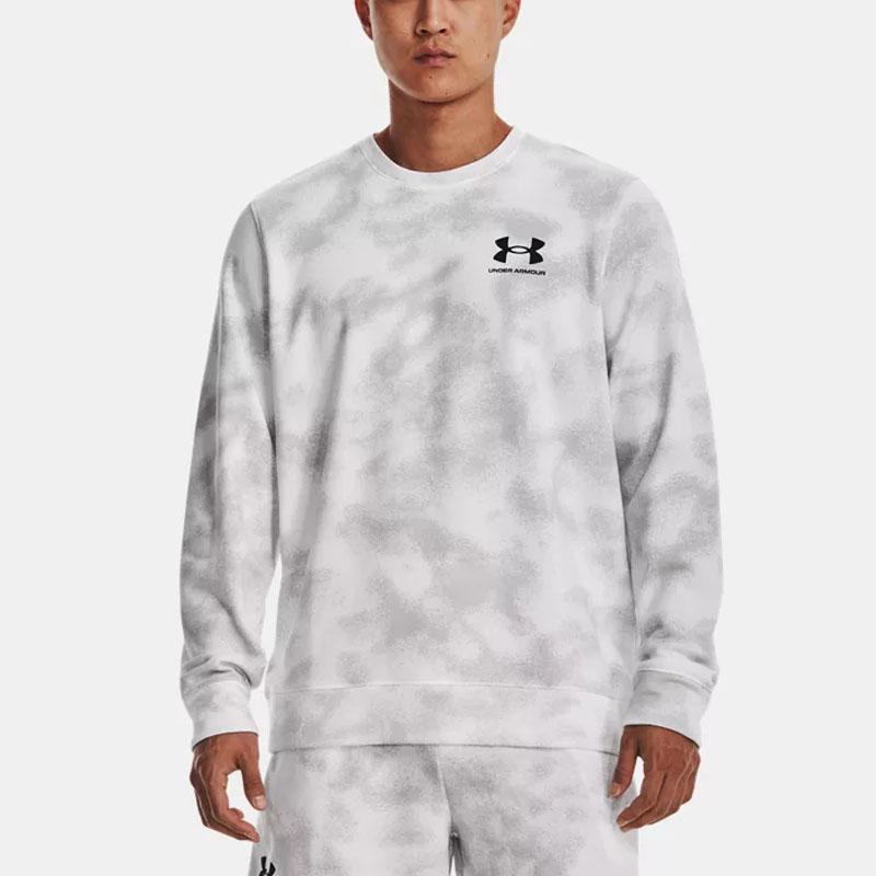 Under Armour Rival Logo Print Cotton Crew Neck Long Sleeve Sweatshirt Men Sweatshirt White 1377186-100