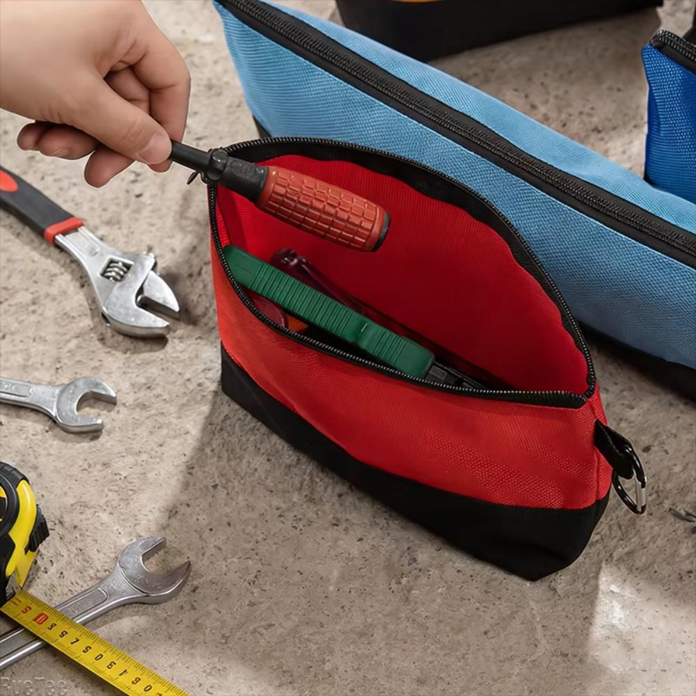 Multi-Size Tool Storage Bag Durable Nylon Zipper Pouch for Hand Tools Hardware Organizer with Carabiner