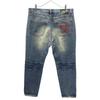 LEFLAH Logo Embroidery Tapered Denim Pants XL Blue Jeans Men's Used