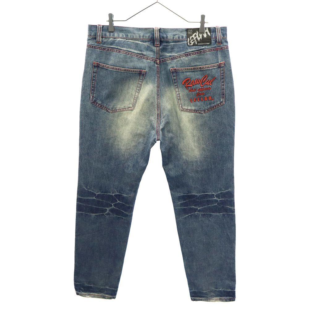LEFLAH Logo Embroidery Tapered Denim Pants XL Blue Jeans Men's Used