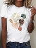 She Sells Sea Shells By The Sea Shore Print Women T Shirt Casual Short Sleeve Crew Neck Summer Beach Graphic Tees