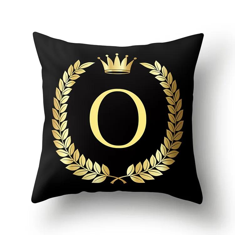 Black Gold Letter Pattern Decorative Cushions Pillowcase Polyester Cushion Cover Throw Pillow Sofa Decoration Pillowcover 40553