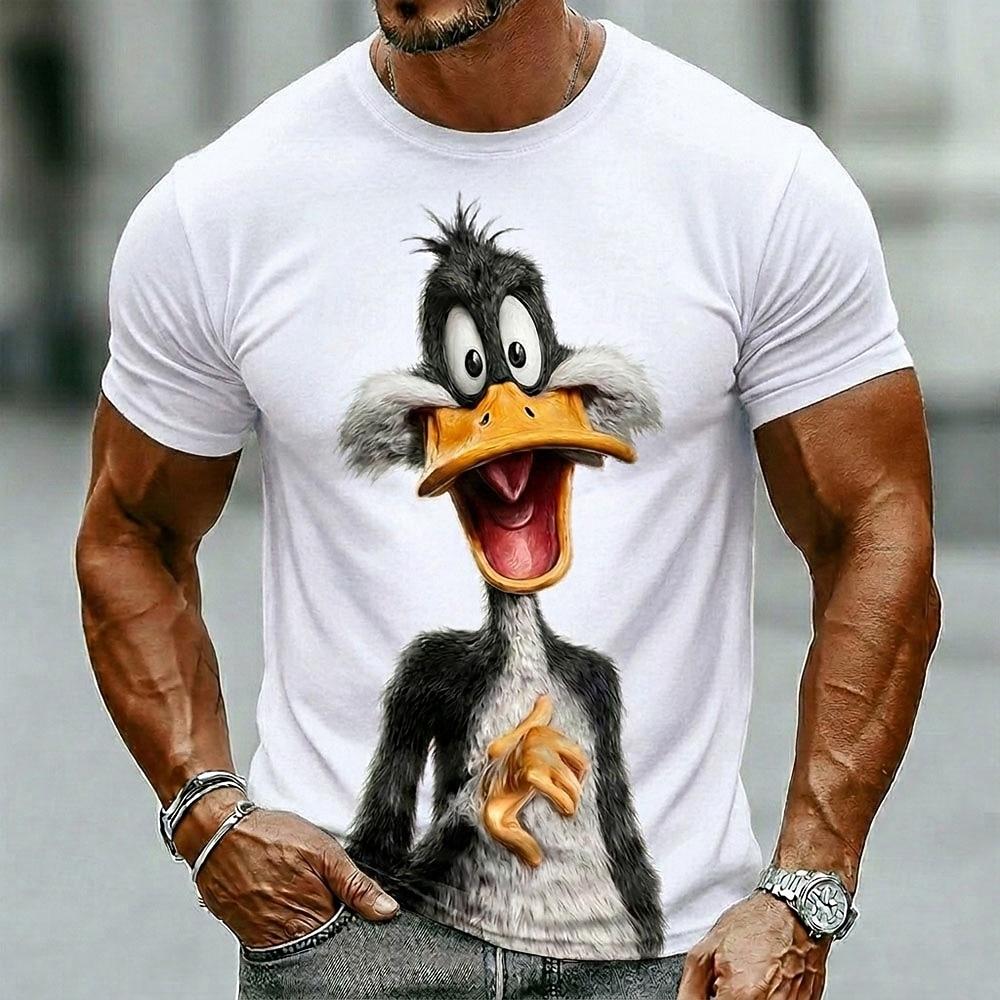 Men's Animated Vintage Style Graphic T Shirt Crew Neck Short Sleeve Casual Streetwear Gift for Duck Lovers Designer Clothing