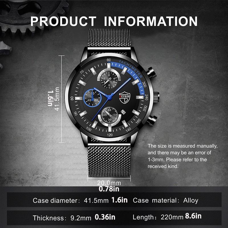 Men's Fashion Business Stainless Steel Band Watch Luminous Quartz Wristwatch Men's Date Watch, Men's Gift