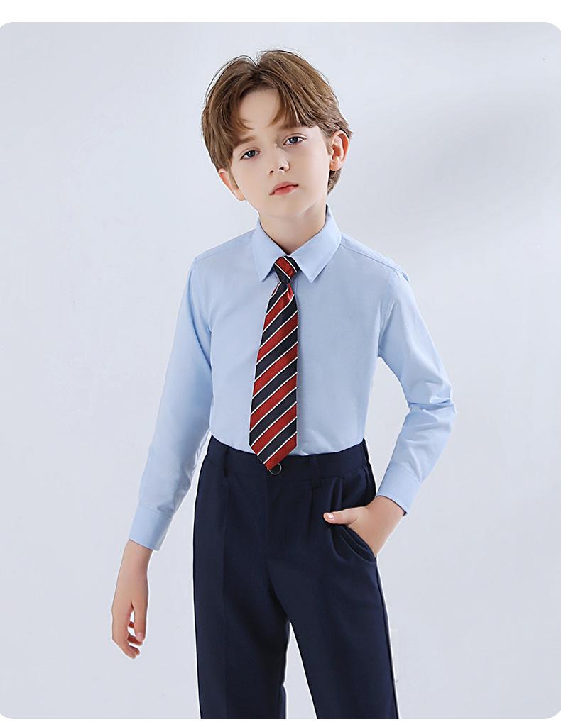 Children's Long-Sleeve White Shirt for Boys and Girls - School Uniform & Performance Wear for Spring and Autumn