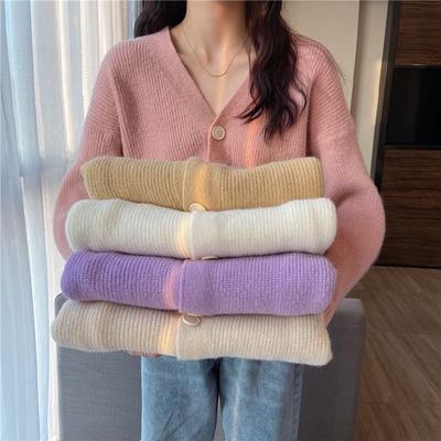 Strickjacke Pullover Weibliche Herbst 2023 Gestrickte Pullover Frauen Lose Oberbekleidung Slouchy Langarm V-ausschnitt Strickjacke Mantel Weibliche