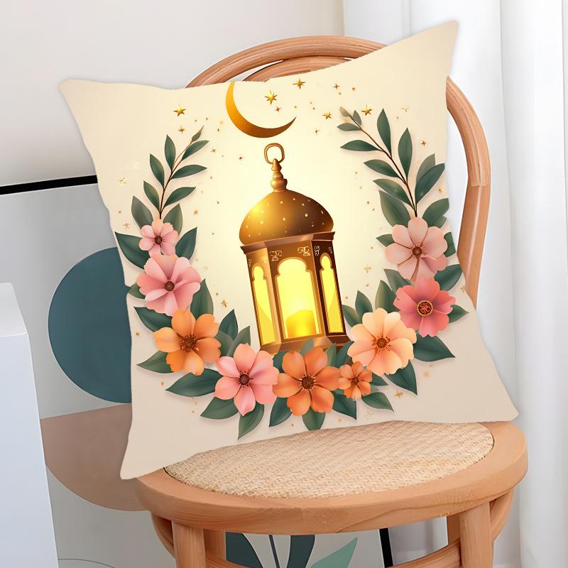 Golden Moon Print Throw Pillow Cover Holiday Decoration Middle Eastern Home Sofa Decoration Cushion Cover