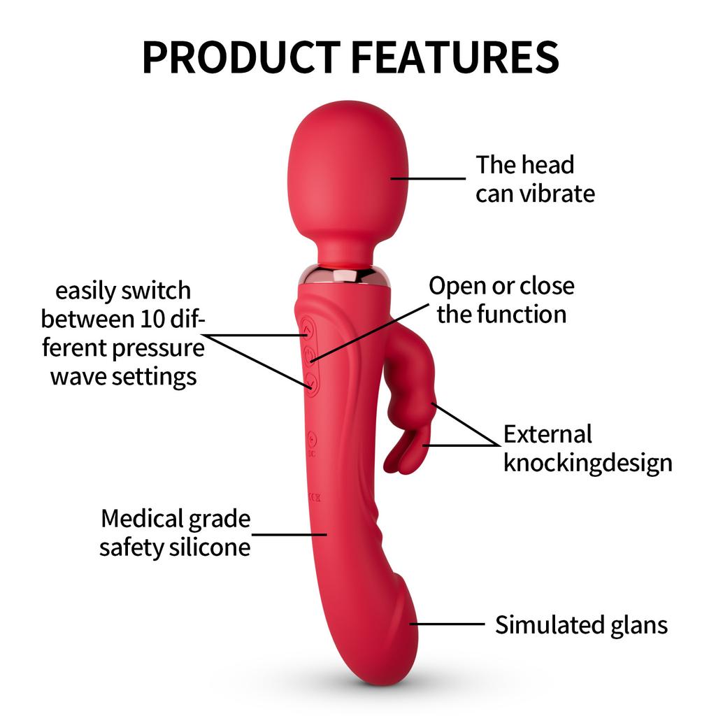 Dual-Ended Rabbit Vibrator for Women G Spot Clitoral Stimulator 3 Vibration Modes Waterproof Adult Sex Toy