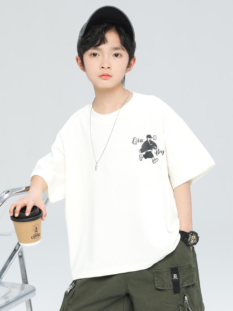 Boys' Short sleeved Thin T-shirt 2026 New Mid to Large Children's Summer Top Children's Quick drying Fried Street Summer Fashion T