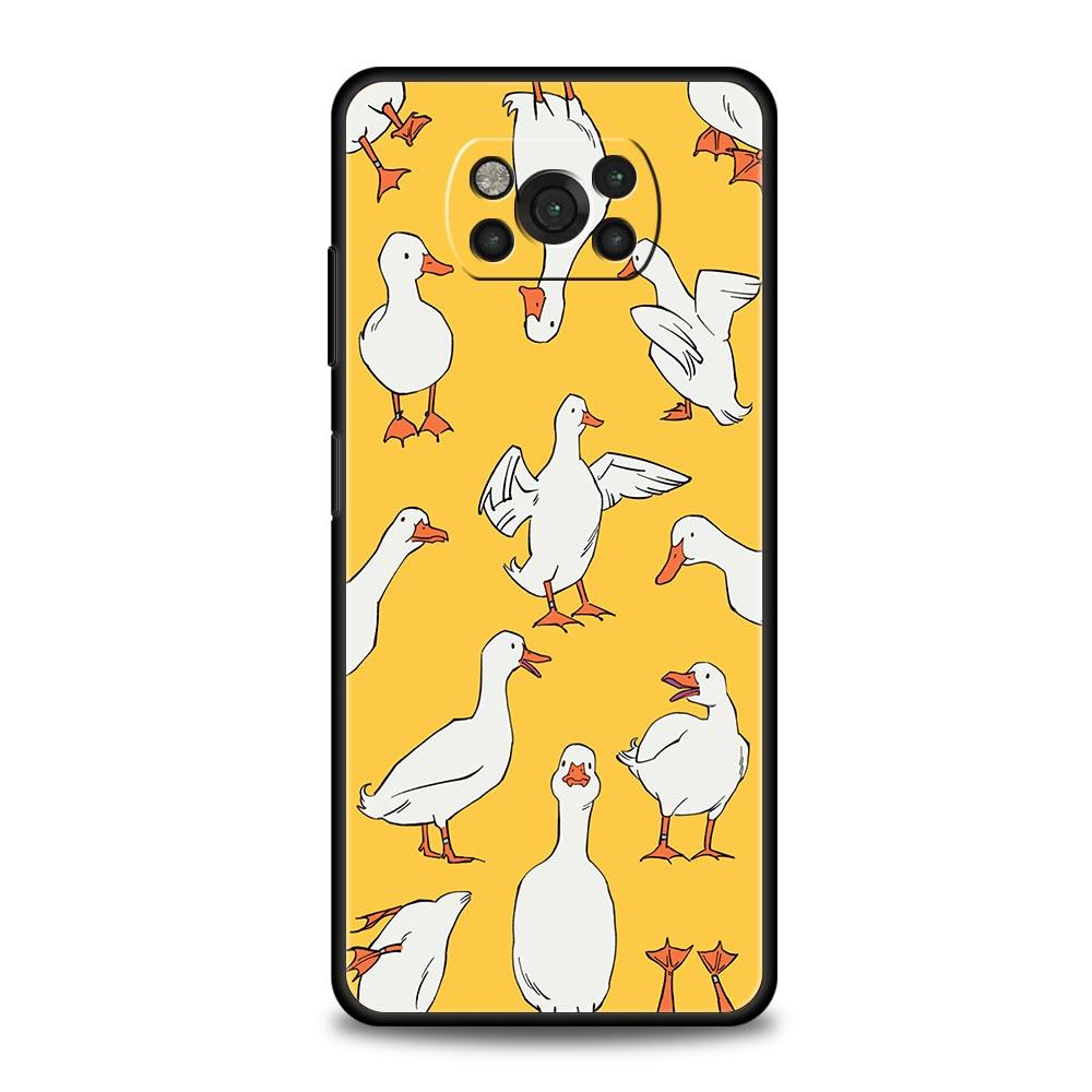 

Phone Case For Xiaomi Poco X6 X5 X4 Pro 5G X3 NFC F5 F4 M5 M4 M3 F3 GT C51 C50 C55 Silicone Black Cover Cartoon Duck Goose Game Poco M3