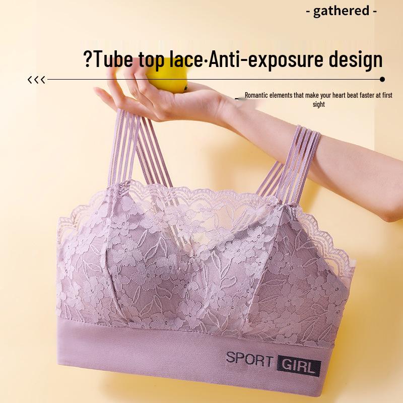 Plus Size Lace Back Tank Bralette with Chest Pads - Minimizing and Anti-Exposure Base Layer