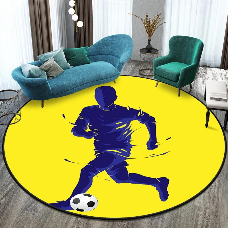 Fußball Fußballfeld Bedruckter Runder Teppich für Wohnzimmer Matte für Kinder Bodenteppich Yogamatte Schlafzimmer E-Sport Stuhl Rutschfeste Matten