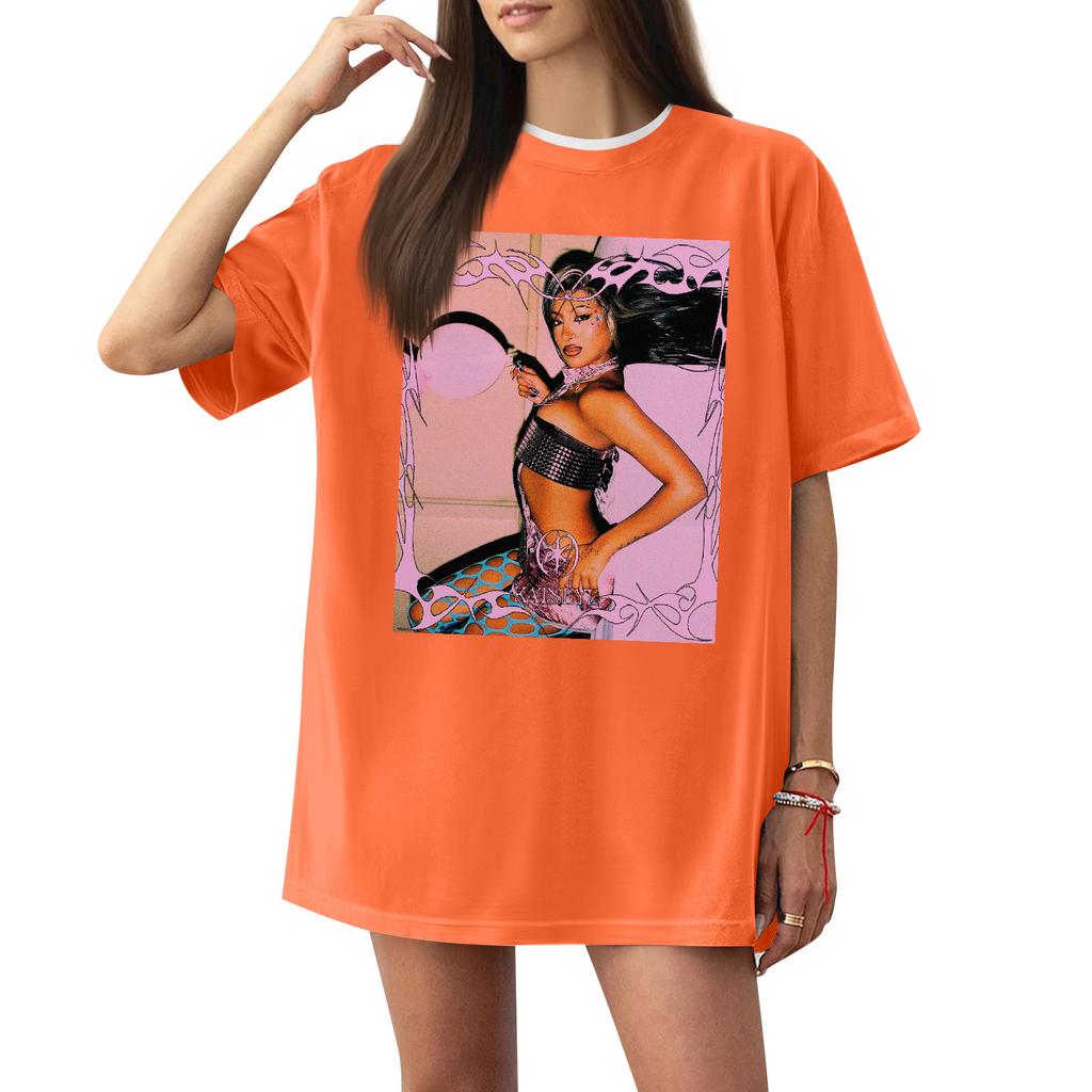 Women's Casual Printed T-Shirt Round Neck Pullover Short Sleeve Top