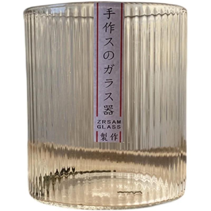 Japonský kreativní skleněný pohár na džus, nápoj, kávu, s vertikálním vzorem, průhledná sklenice na whisky, ručně vyráběná