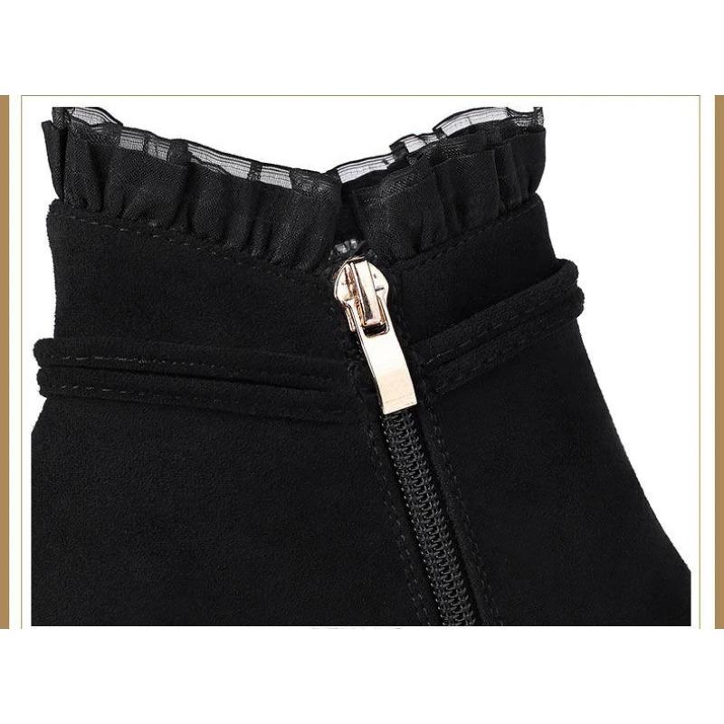 New Autumn Fashion Boots Women Fur Winter Warm Pointed Ankle Boots Sexy High Heel Rhinestone Decoration Zipper Women Boots