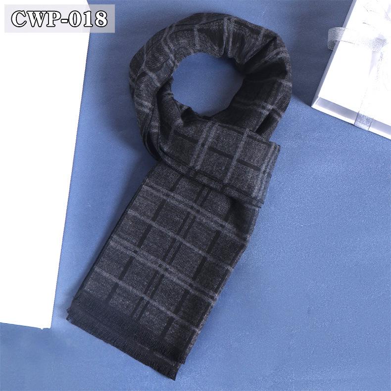 2025 Winter Men's Black Grey Plaid Imitation Cashmere Scarf