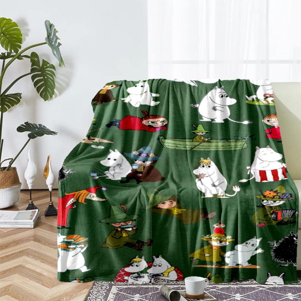 Moomin Temalı Baskılı Battaniye - Kanepe, Yatak, Seyahat ve Dış Mekan Kullanımı İçin Mükemmel | Makinede Yıkanabilir, Rahat ve Dayanıklı.