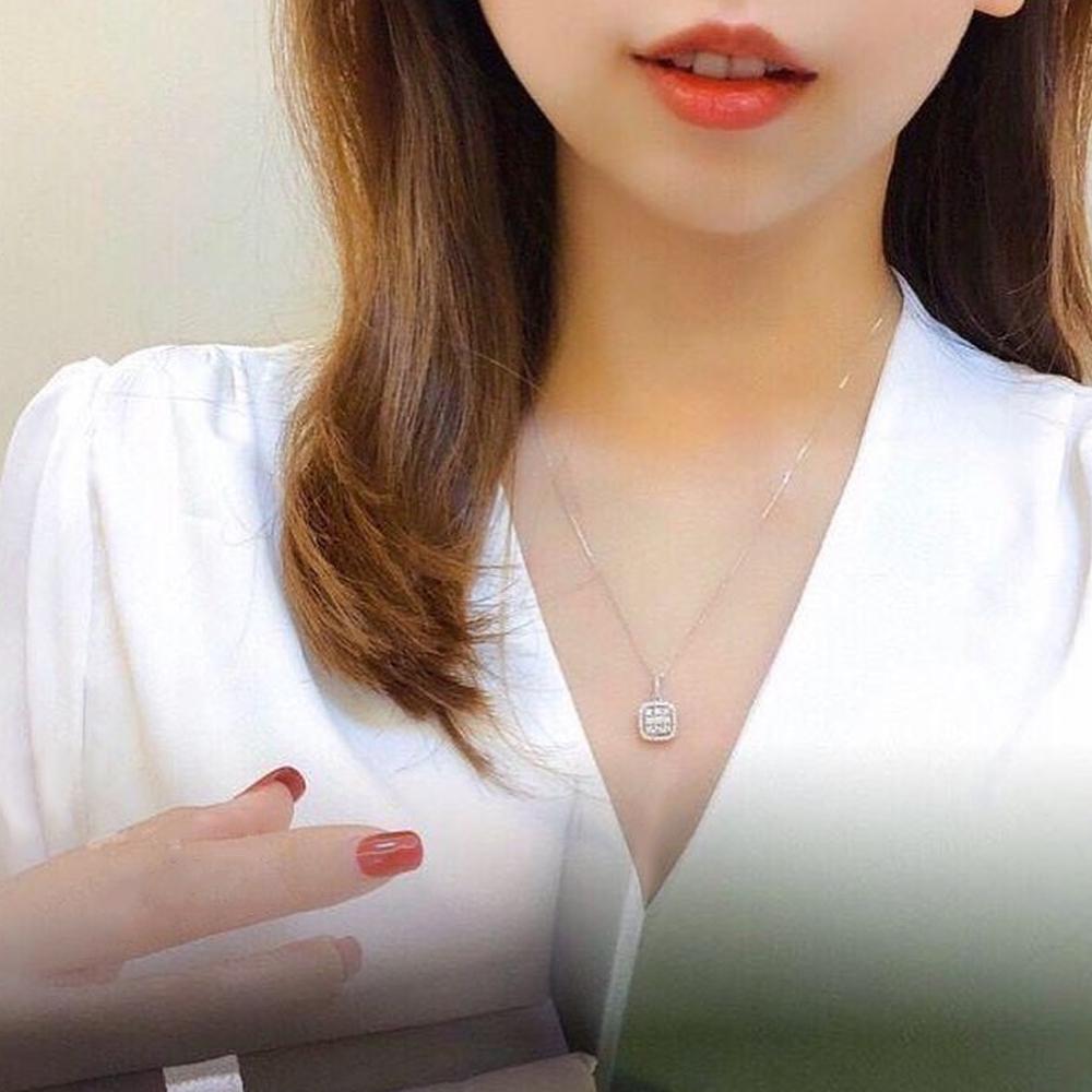 Exquisite Square Shaped Pendant Necklace with Dazzling CZ Fashion Wedding Neck Accessories Silver Color Jewelry for Women