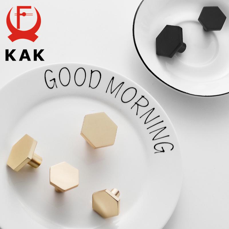 KAK Gold Cabinet Handle and Knobs Zinc Alloy Wardrobe Handle Black Kitchen Handle Cupboard Door Knob Furniture Hardware