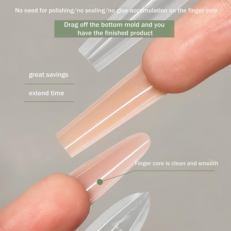 140Pcs Sandwich Dual Nail Form Mold Reusable Full Cover Mold Clear Nail Art Extension Shaping Tool Coffin Almond Nail Forms