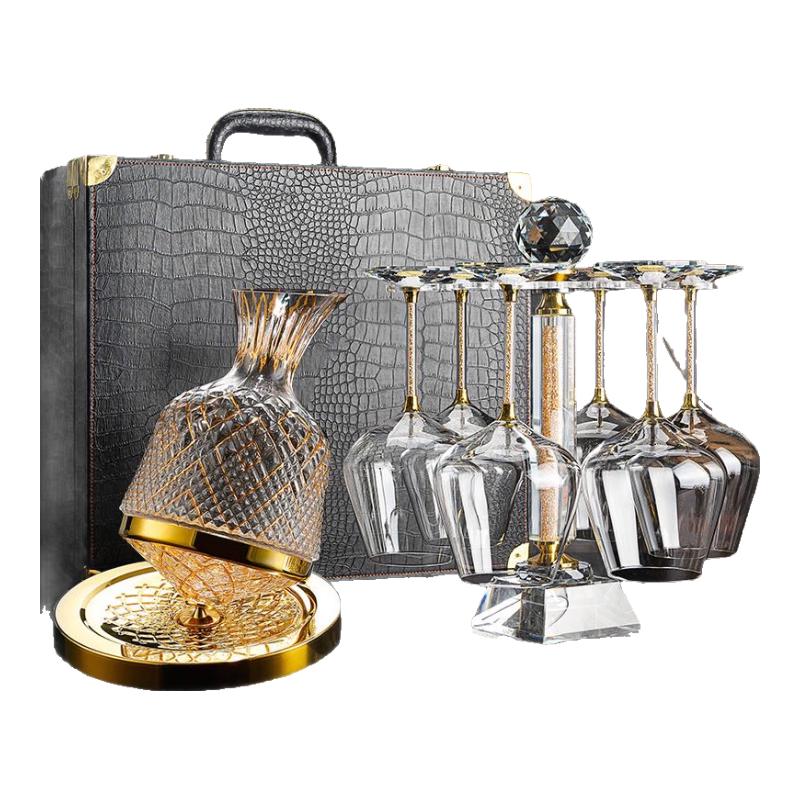 Роскошный хрустальный вращающийся декантер для вина и набор бокалов