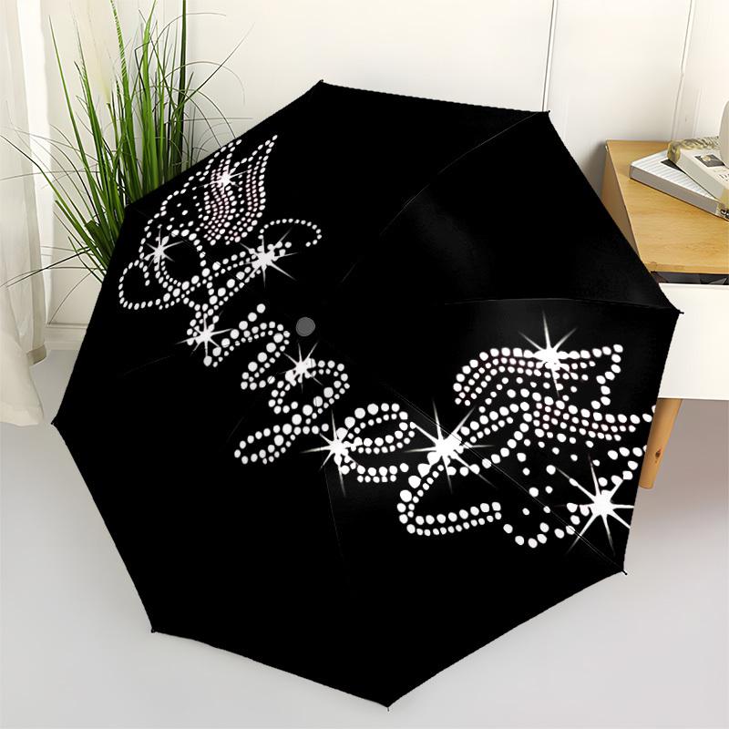 

1pc Angel Rhinestone Umbrella Portable Home Essential Umbrella Folding Umbrella Durable Iron Frame yy251128049