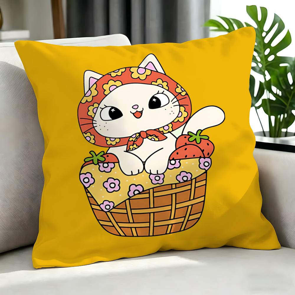 Cute SStrawberry Cat Cushion Cover Cushion Cover Set Pcs x x x Pillowcase Decorative Sofa Home Decor