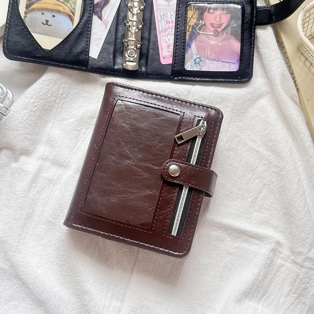 M5 Brown Sliver Soft Zip Loose-Leaf Retro Portable With 40 Sheets Inner Page PU Clip-on Notebook Loose Leaf Notebook