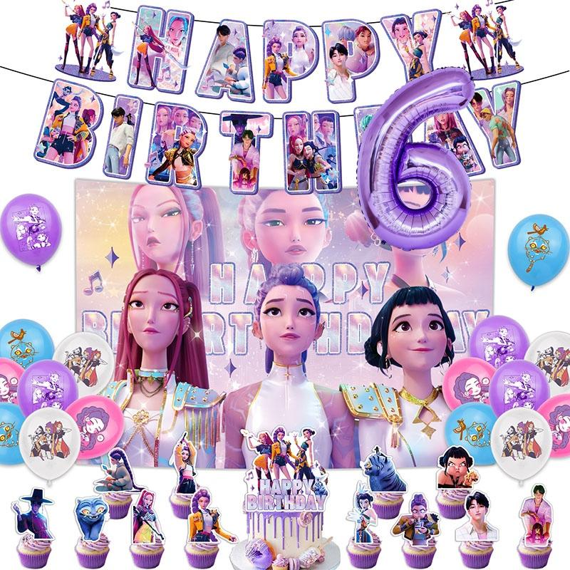 Baloane de petrecere Kpop Demon Hunter K-pop Huntrix Fundal cu baloane de petrecere Kpop Hunter Warrior Consumabile pentru petrecerea de ziua de naștere
