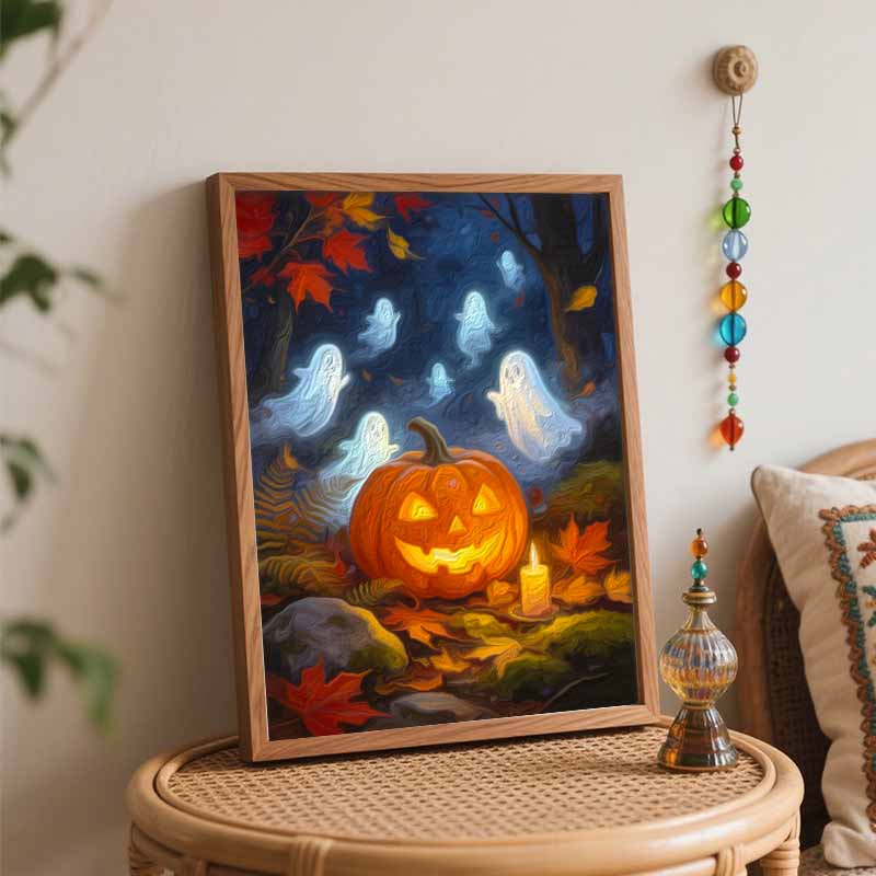 Digital Halloween Pumpkin Oil Painting Art Coloring Painting Handmade Diy Home Decoration Painting