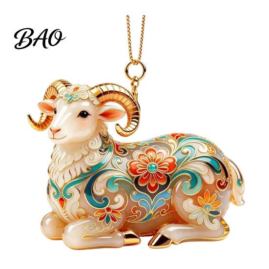 Durable Festive Collection Piece 2D Acrylic Goat Christmas Ornament, Cute Animal Sheep Hanging Decor for Decorative Gift Tree, Holiday Party
