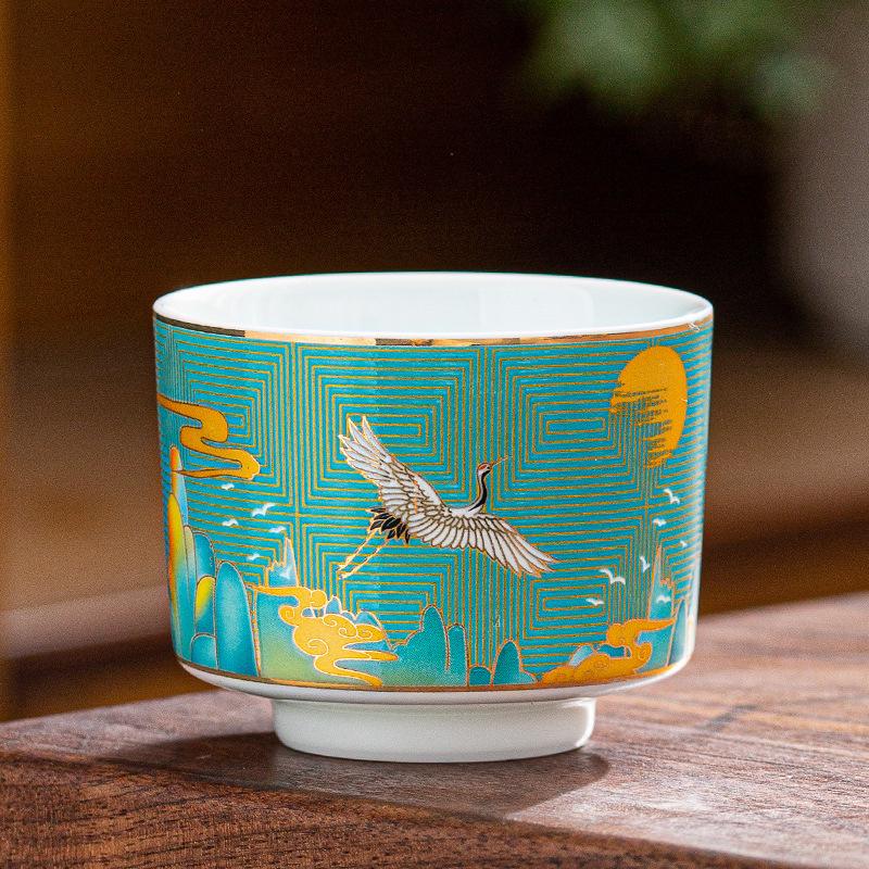 NEW Enamel Color 999 Pure Silver Inner Liner Ruihe Kung Fu Tea Master Cup Home Set Gift Box