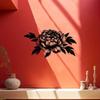 Metal Peony Wall Art 15.75x8.43 Inch Black Floral Sculpture Modern Minimalist Home Decor Living Room Office Housewarming Gift Mother Father Holiday