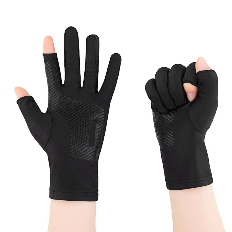 1Pair UV Fishing Fingerless Gloves Summer Light Breathable Sunscreen Driving Gloves Anti UV For Outdoor Cycling