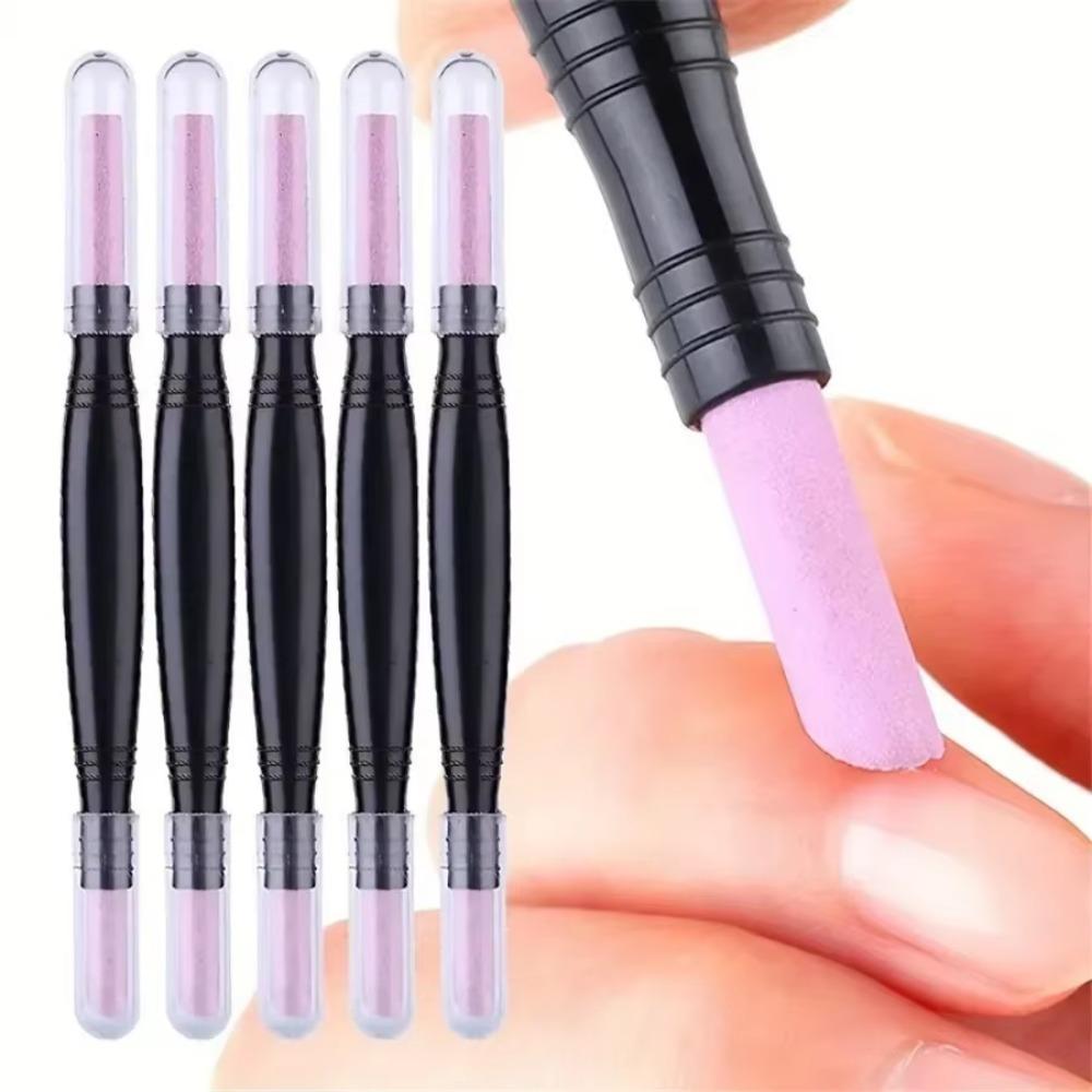 Dual-Ended Nail File Reusable Nail Pusher Pen Portable Quartz Scrub Stick  Nail Care Tool